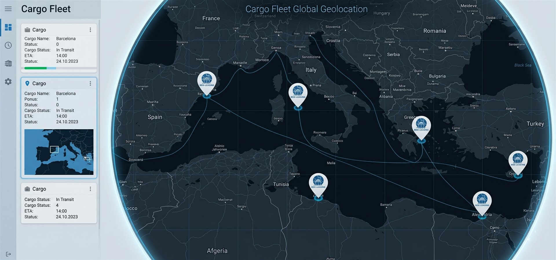 Cargo Fleet Global Geolocation — карта активов